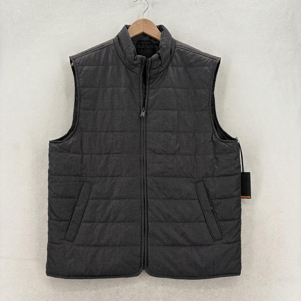 Marc Anthony Vest Mens Large Gray Quilted Full Zip Insulated Puffer Outdoor NWT